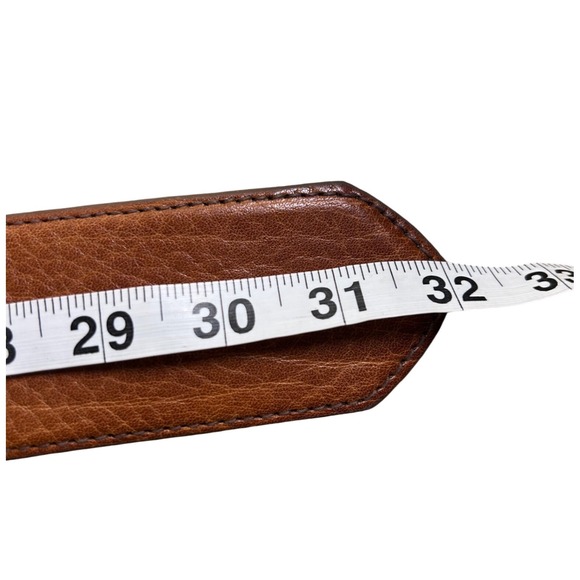 Cipriani Italian Leather Wide Belt Brown Brass Buckle Small Minimalist Classic - Picture 9 of 10